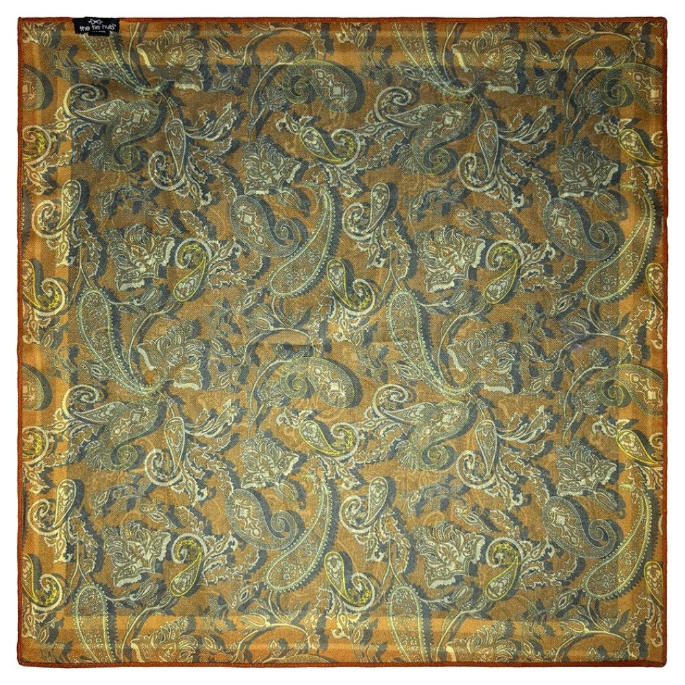 Rust & Blue Reversible Wool Neckerchief for Men - Paisley