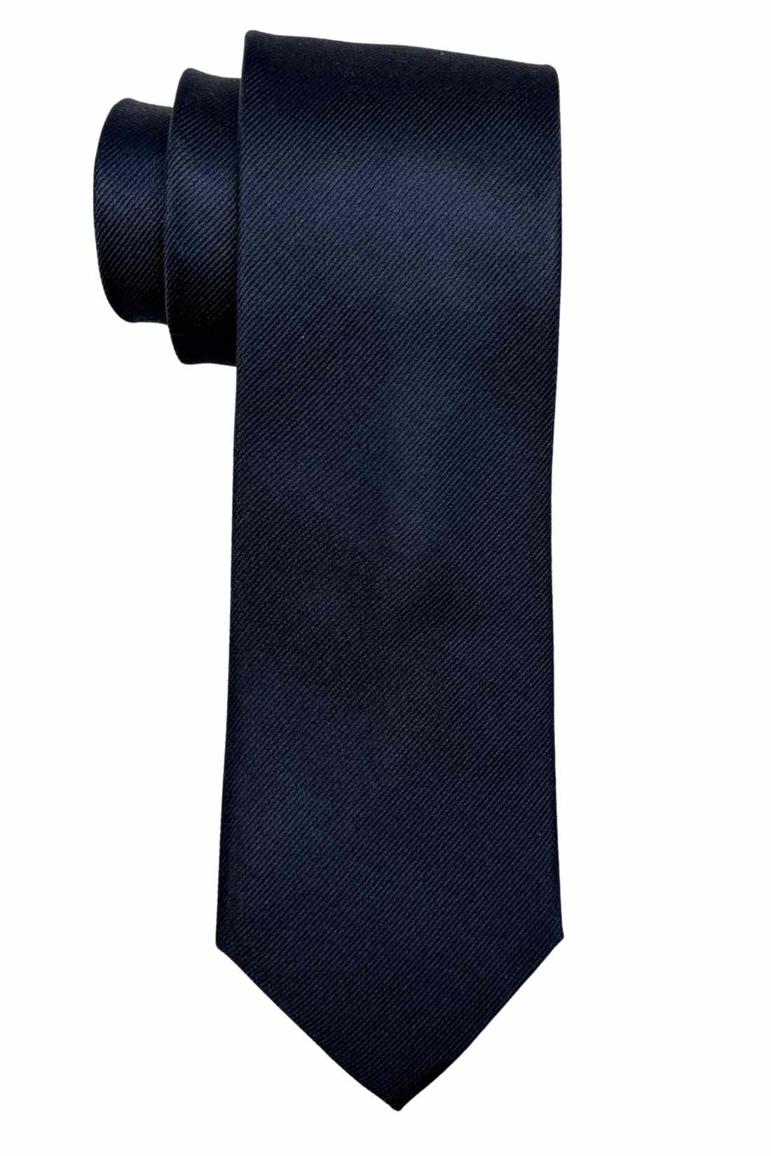 The Tie Hub Solid Dark Blue Silk Premium Necktie