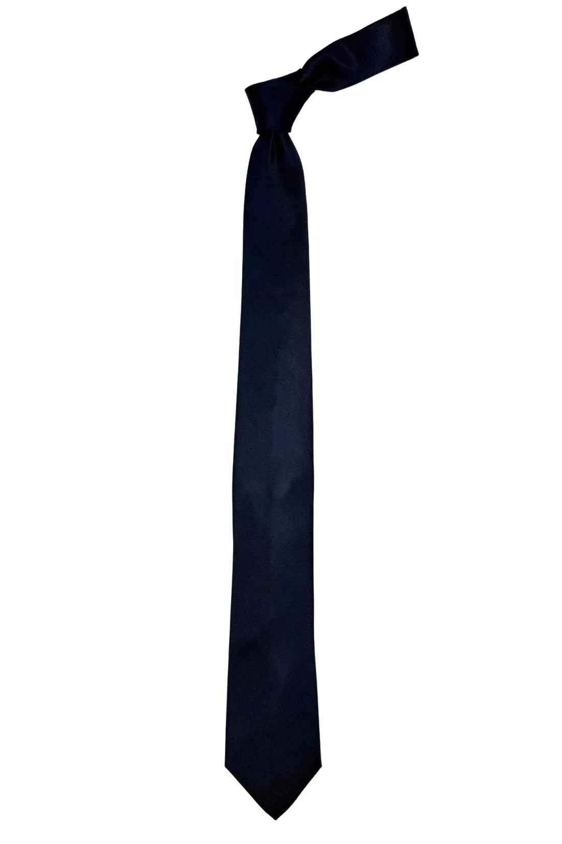 The Tie Hub Solid Dark Blue Silk Premium Necktie