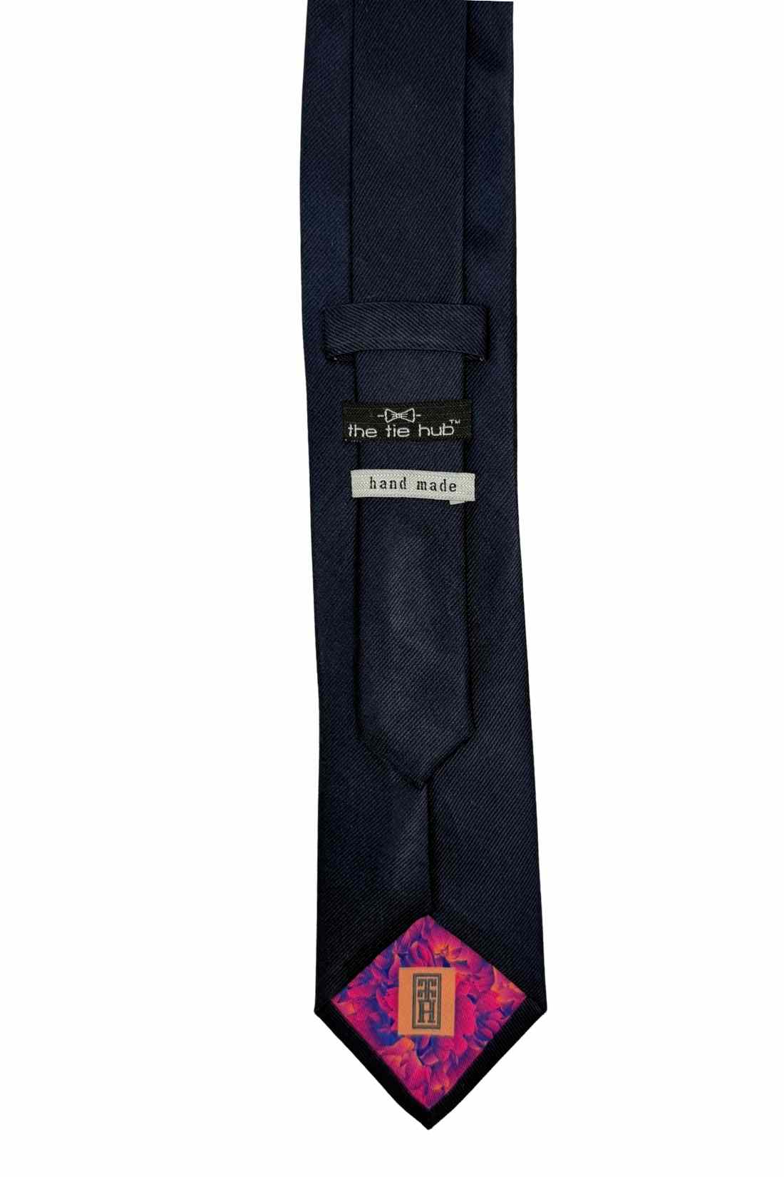 The Tie Hub Solid Dark Blue Silk Premium Necktie