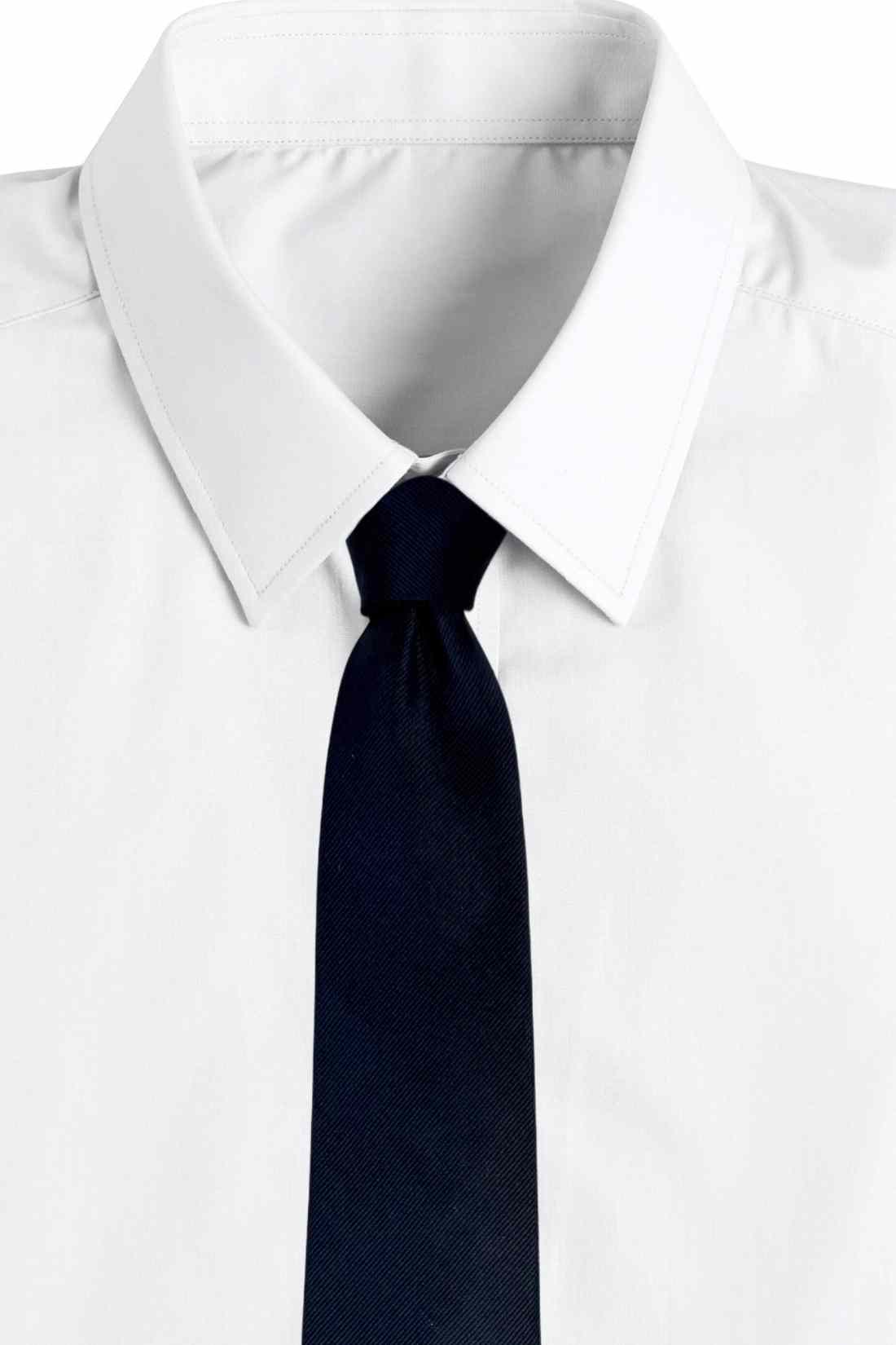 The Tie Hub Solid Dark Blue Silk Premium Necktie