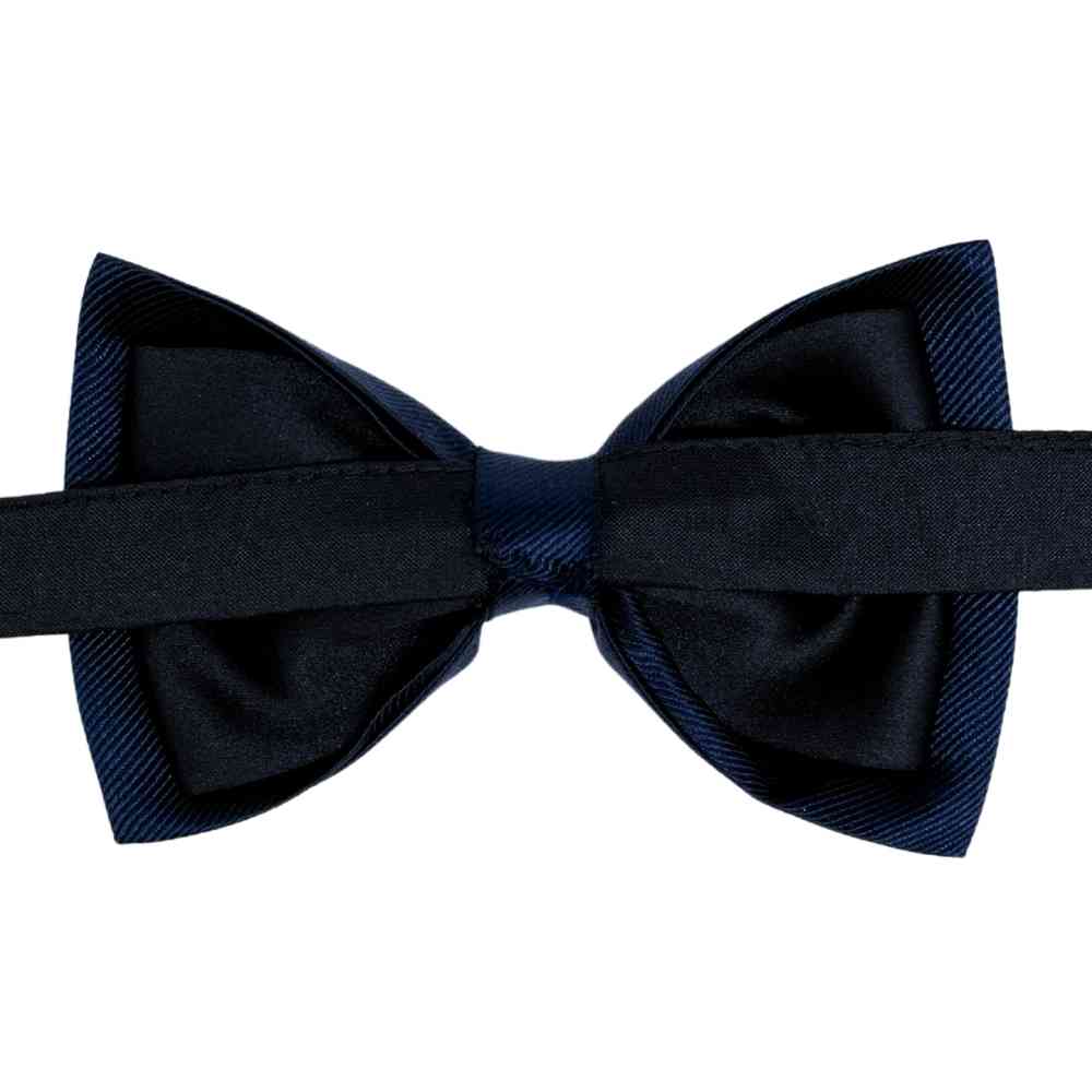 Navy Blue Self Textured Twill Effect Classic Silk Bow Tie | The Tie Hub