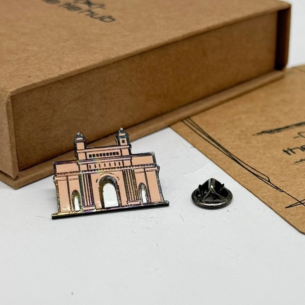 Gateway of India Lapel Pin – Iconic Brass Mumbai Landmark Statement Accessory