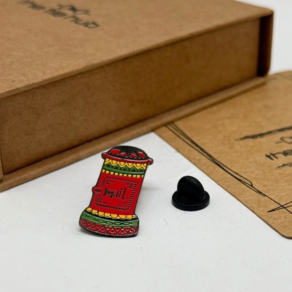 Letter Box Lapel Pin – Unique Brass Vintage-Inspired Statement Accessory