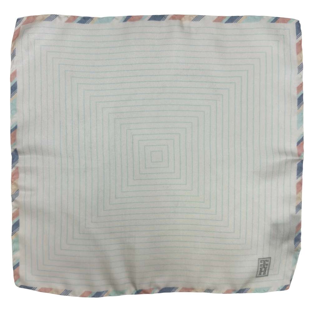 White Silk Pocket Square | Concentric Line Pattern Formal Suit Accessory