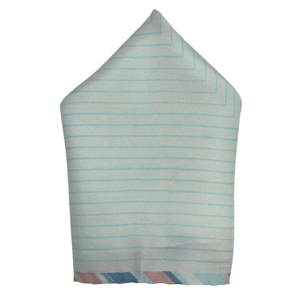 White Silk Pocket Square | Concentric Line Pattern Formal Suit Accessory