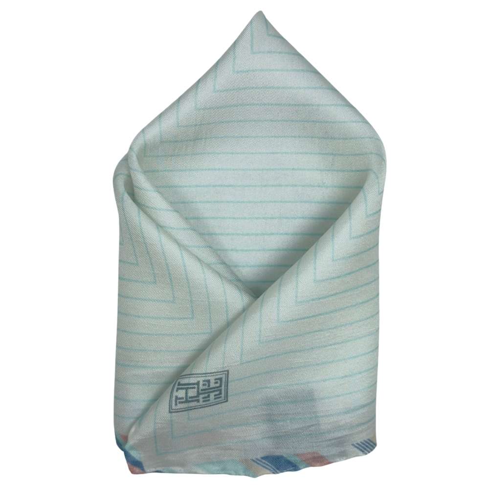 White Silk Pocket Square | Concentric Line Pattern Formal Suit Accessory