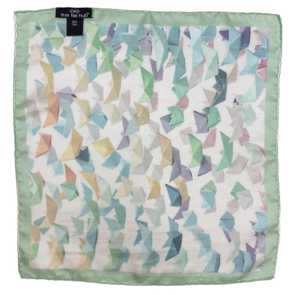 Multicolor Silk Pocket Square | Mosaic Abstract Formal Suit Accessory
