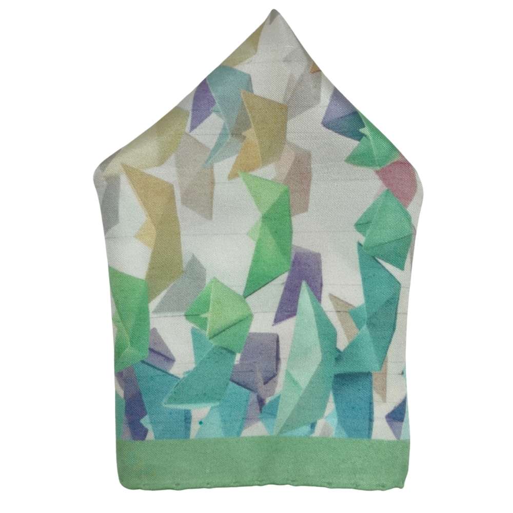 Multicolor Silk Pocket Square | Mosaic Abstract Formal Suit Accessory
