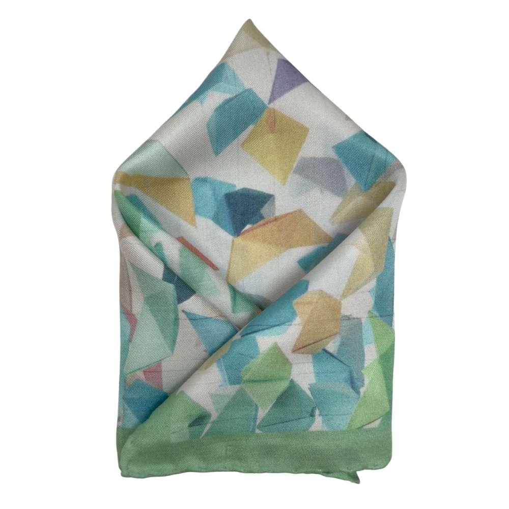 Multicolor Silk Pocket Square | Mosaic Abstract Formal Suit Accessory