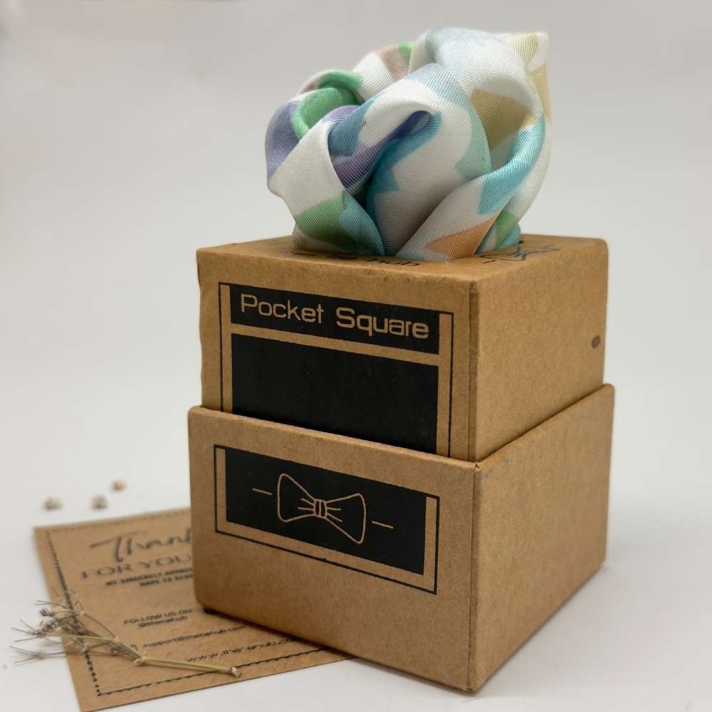 Multicolor Silk Pocket Square | Mosaic Abstract Formal Suit Accessory