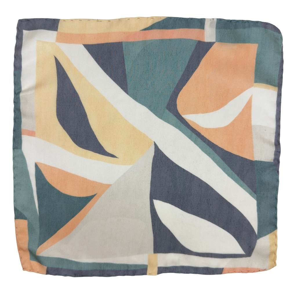 Multicolor Silk Pocket Square | Geometric Abstract Design Formal Suit Accessory