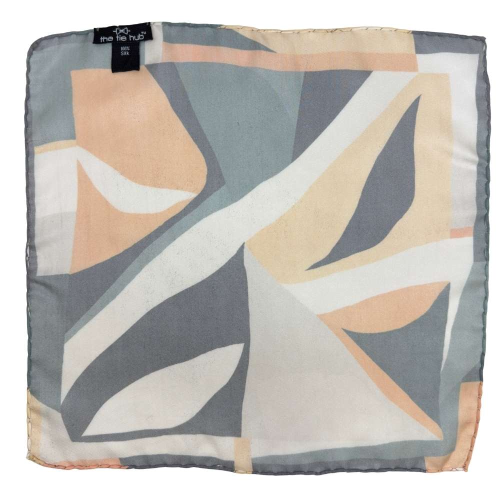 Multicolor Silk Pocket Square | Geometric Abstract Design Formal Suit Accessory