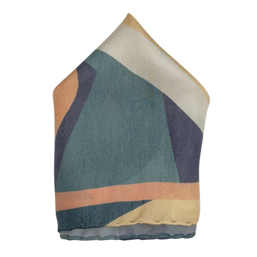 Multicolor Silk Pocket Square | Geometric Abstract Design Formal Suit Accessory