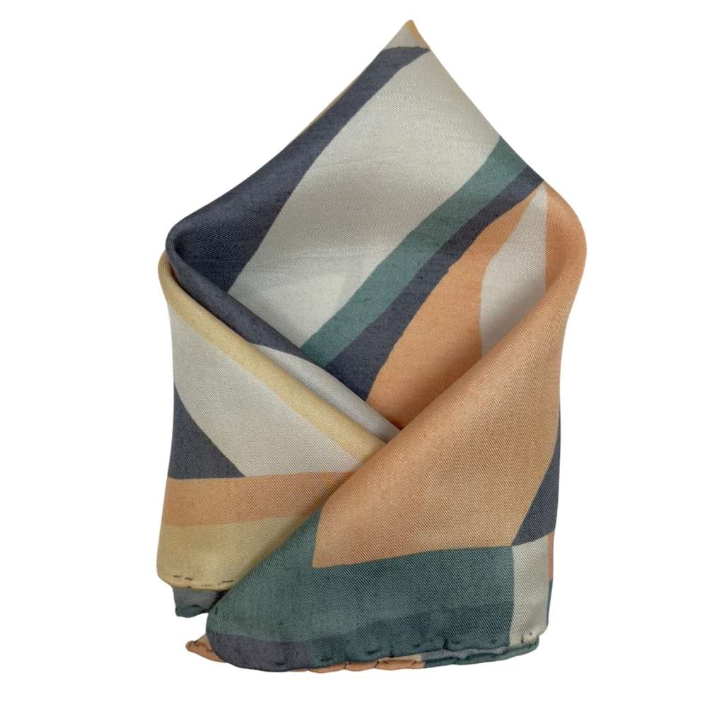 Multicolor Silk Pocket Square | Geometric Abstract Design Formal Suit Accessory
