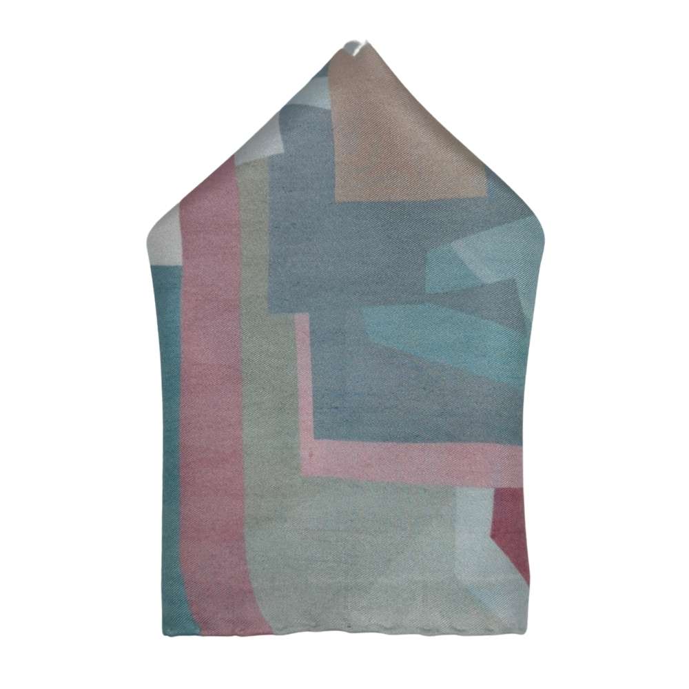 Multicolor Silk Pocket Square Geometric Design