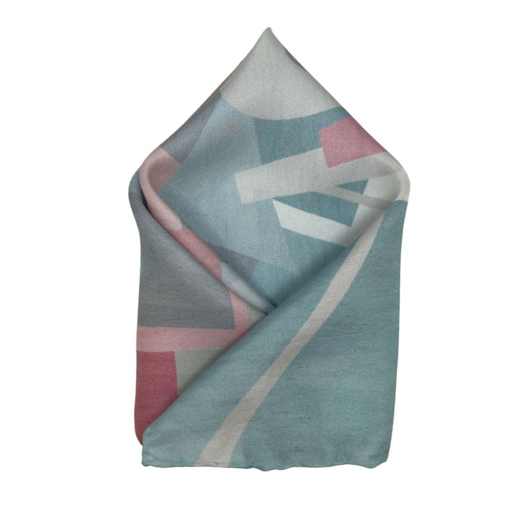 Multicolor Silk Pocket Square Geometric Design