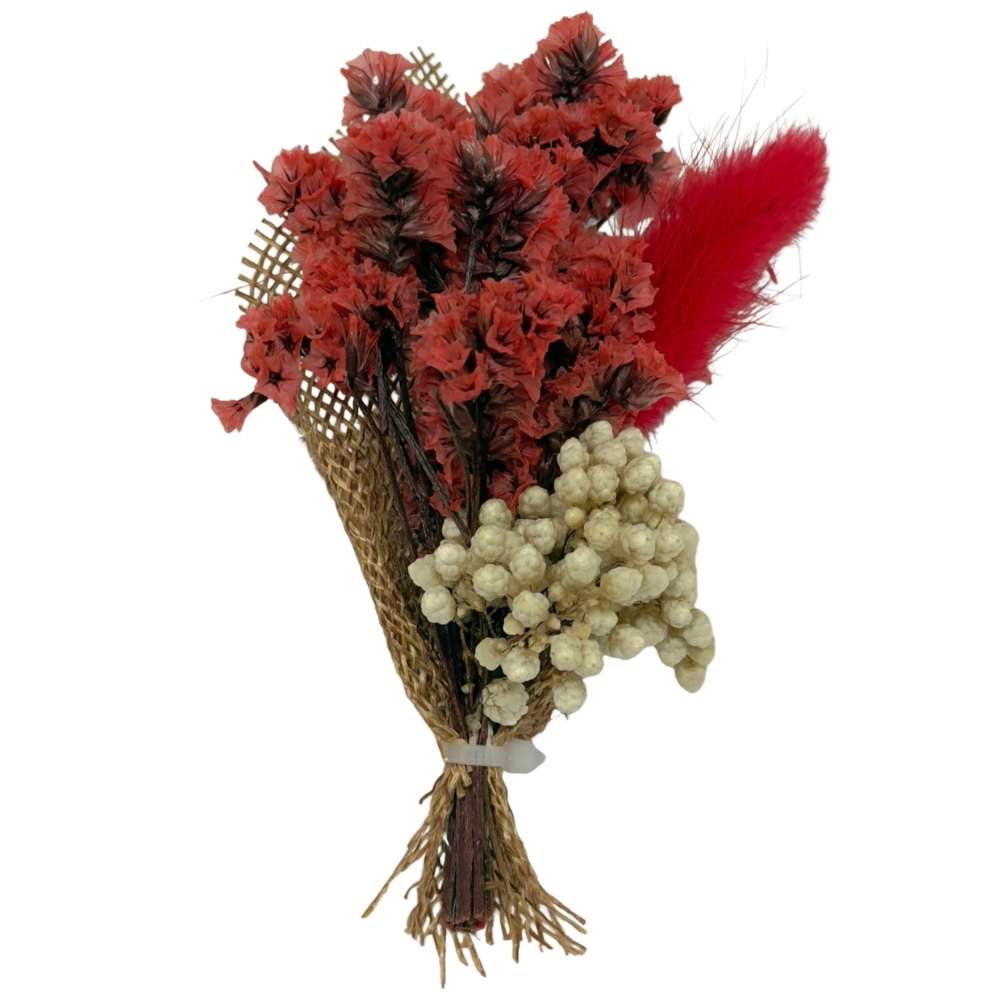 Red & Beige Artificial Flower Boutonniere Rustic Floral Design