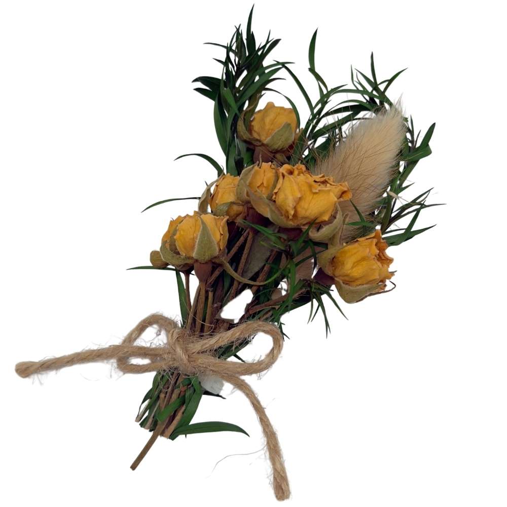 Yellow & Green Artificial Flower Boutonniere Rustic Floral Design