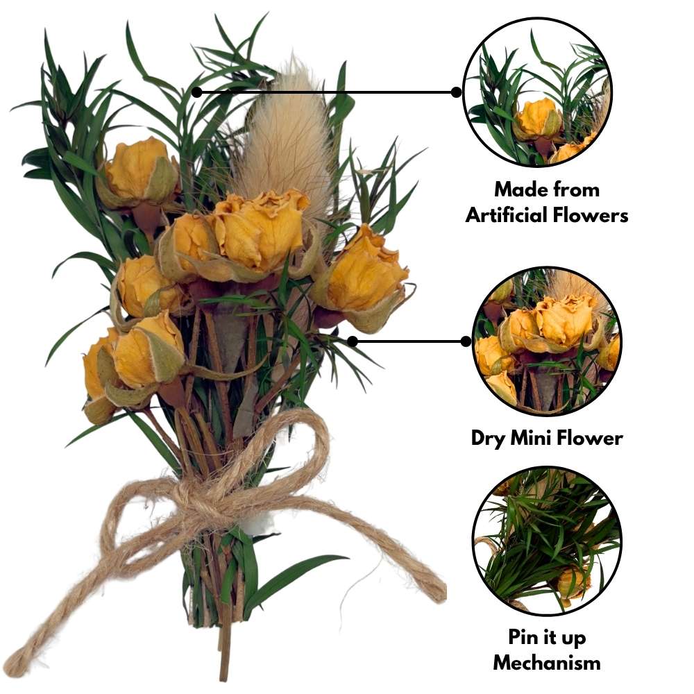 Yellow & Green Artificial Flower Boutonniere Rustic Floral Design