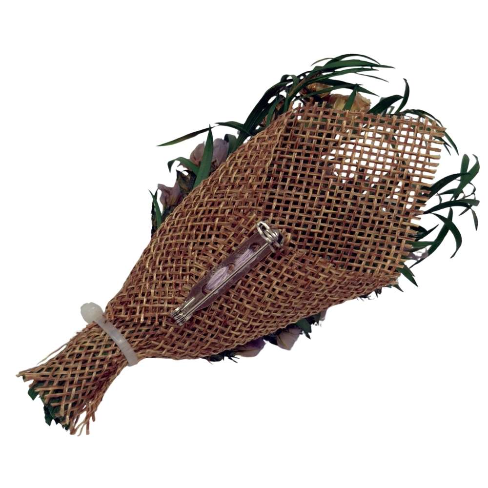 Lavender & Green Artificial Flower Boutonniere Rustic Floral Design