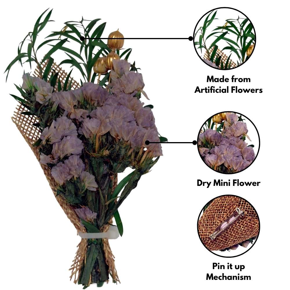 Lavender & Green Artificial Flower Boutonniere Rustic Floral Design