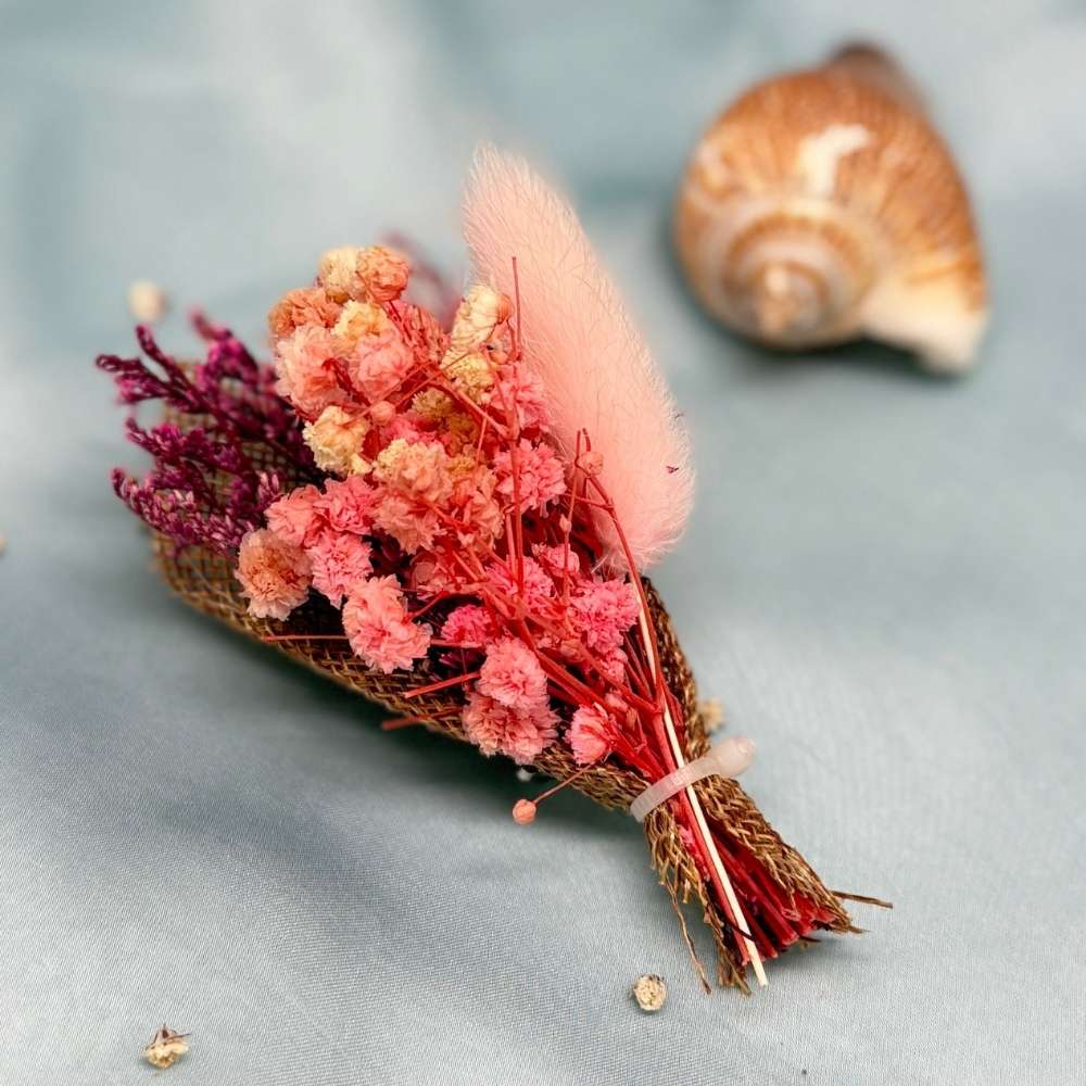 Pink & Coral Artificial Flower Boutonniere Rustic Floral Design