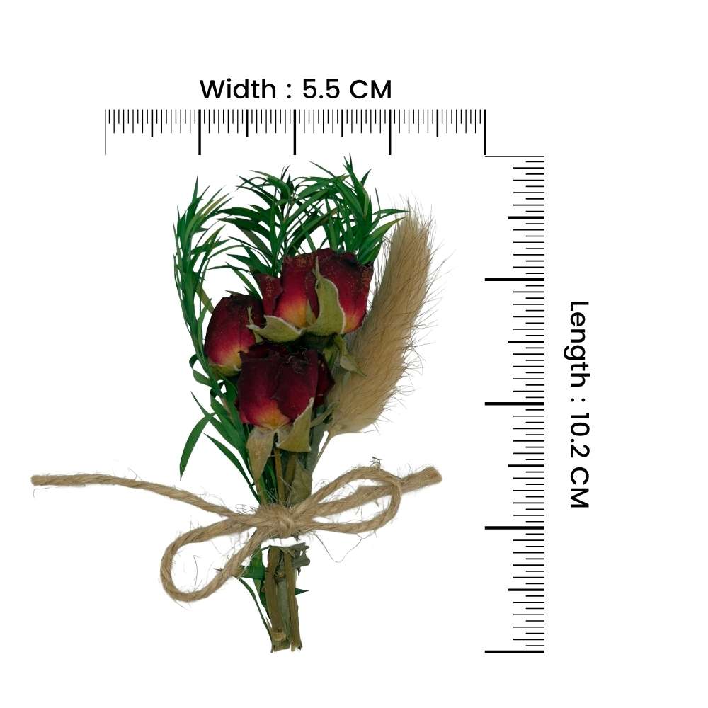 Red & Green Artificial Flower Boutonniere Rustic Floral Design
