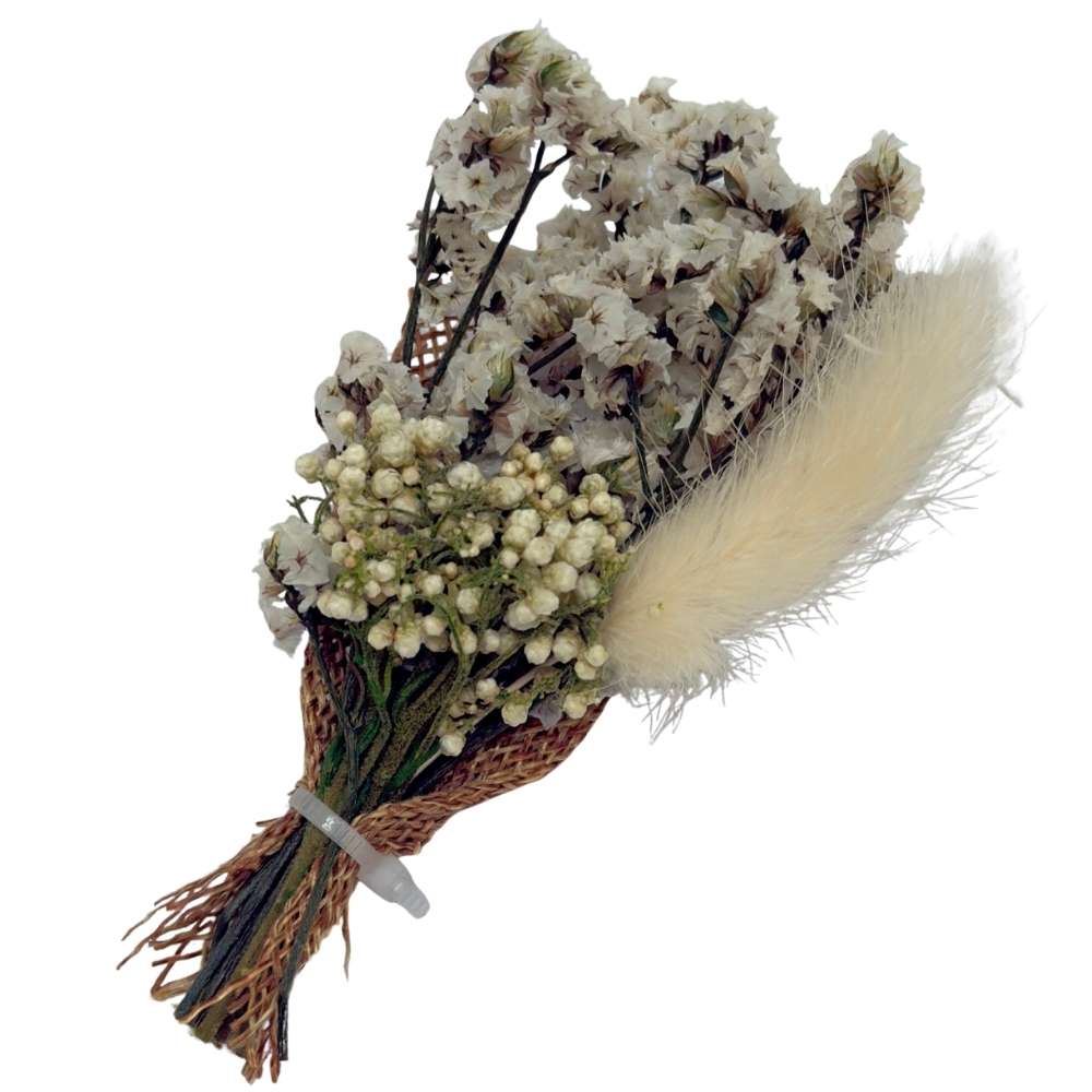 White & Green Artificial Flower Boutonniere Rustic Floral Design