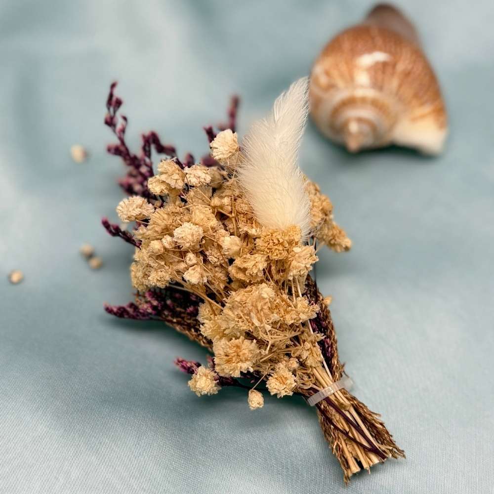 Beige & Cream Artificial Flower Boutonniere Rustic Floral Design