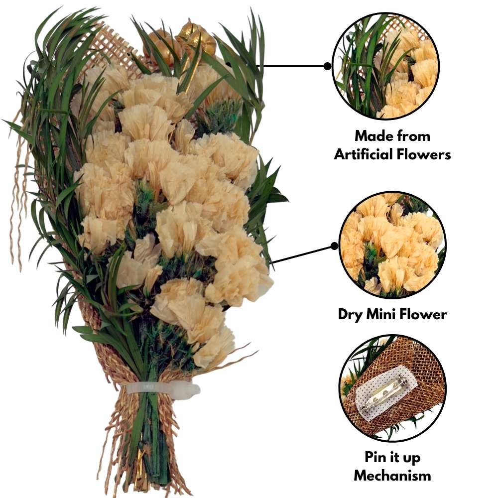 Peach & Green Artificial Flower Boutonniere Rustic Floral Design
