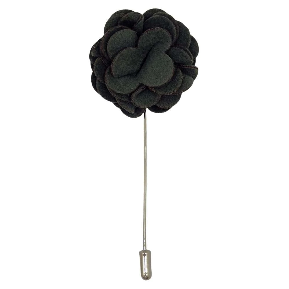 Dark Green Flower Lapel Pin Floral Design Formal Suit Accessory