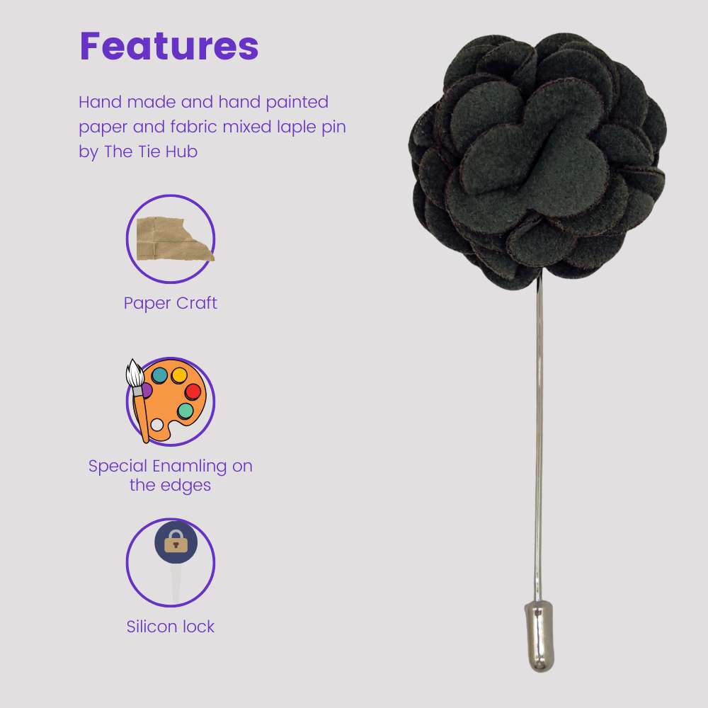 Dark Green Flower Lapel Pin Floral Design Formal Suit Accessory