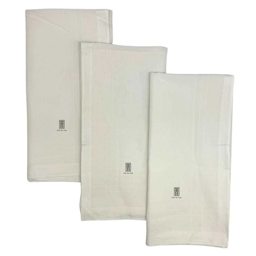 Self Striped White Cotton Handkerchief Pack of 3