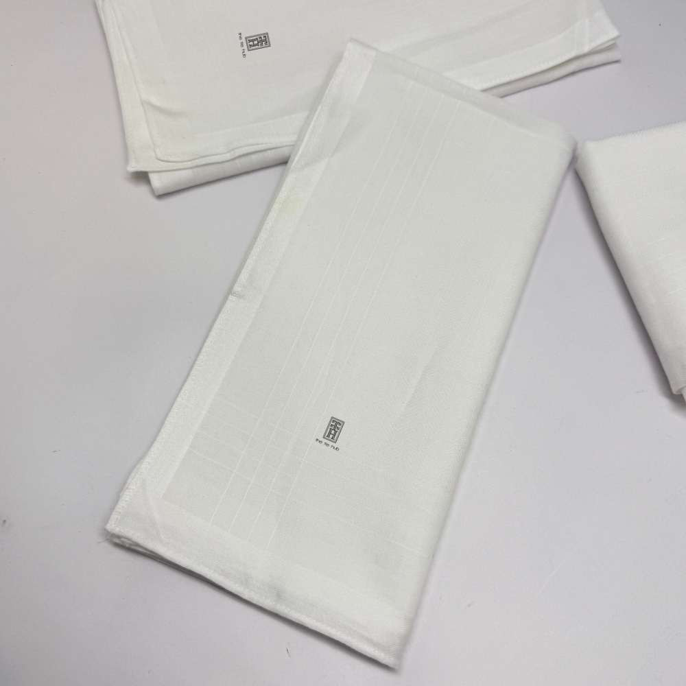 Self Striped White Cotton Handkerchief Pack of 3