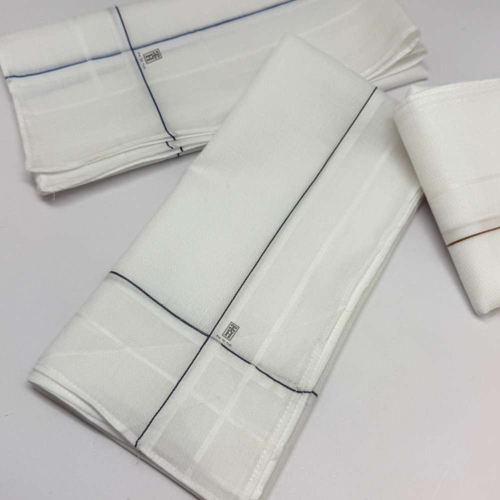 Striped White Cotton Handkerchief Pack of 3