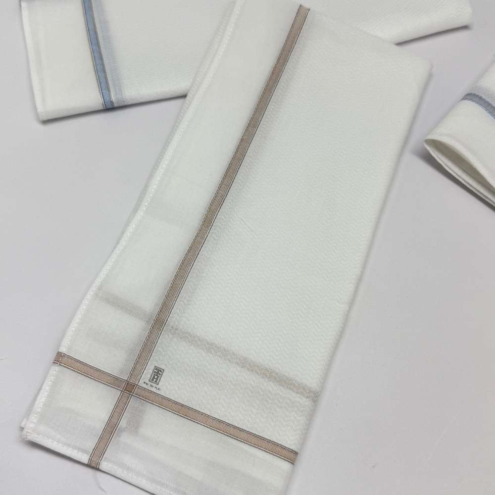 Striped White Cotton Handkerchief Pack of 3