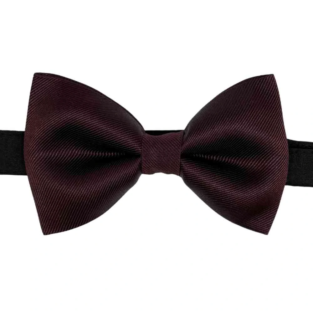Wine Self Textured Twill Effect Classic Silk Bow Tie | The Tie Hub