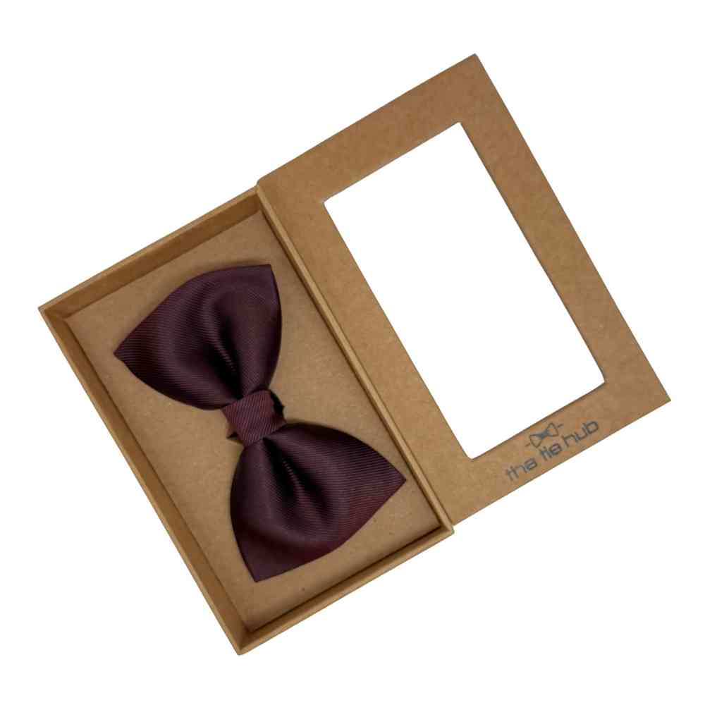Wine Self Textured Twill Effect Classic Silk Bow Tie | The Tie Hub