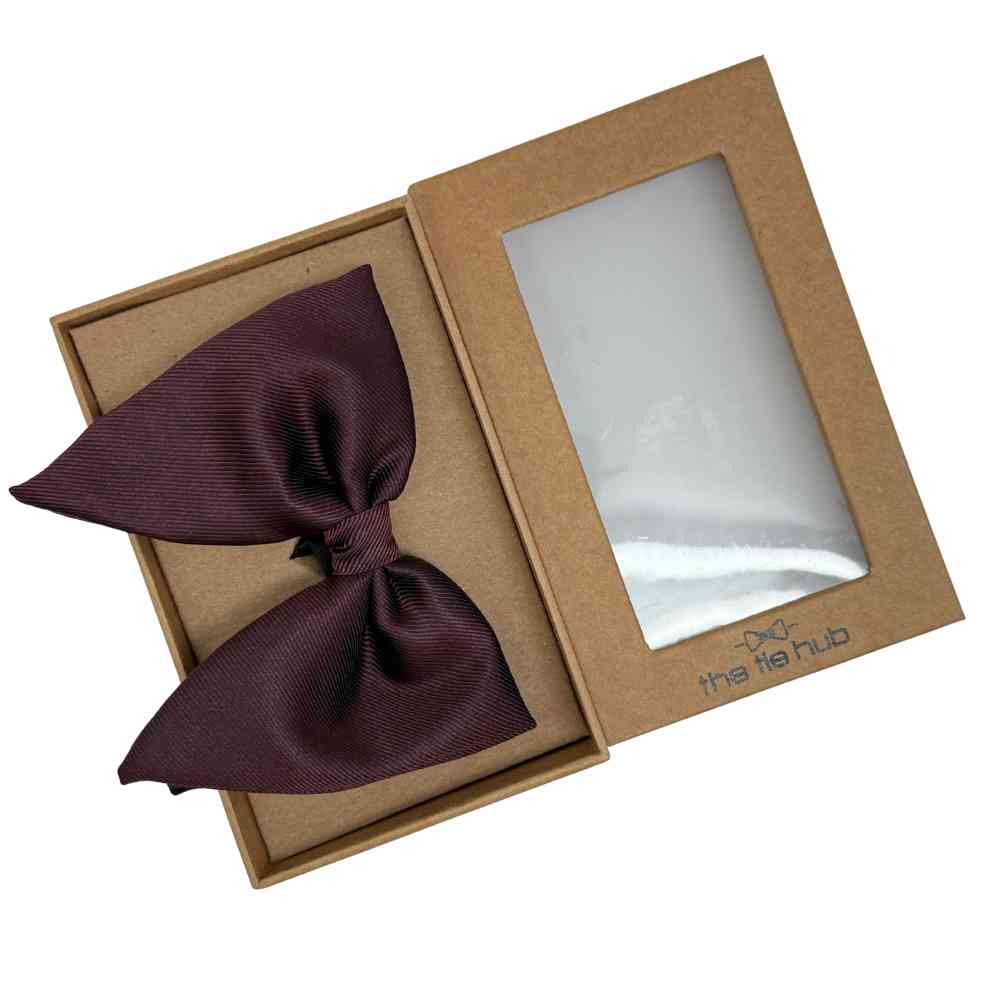 Wine Self Textured Twill Effect Silk Butterfly Bow Tie | The Tie Hub