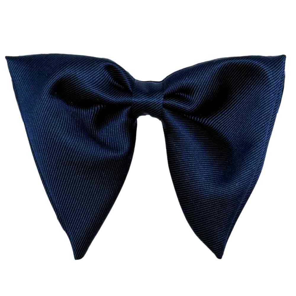 Navy Blue Self Textured Twill Effect Butterfly Silk Bow Tie