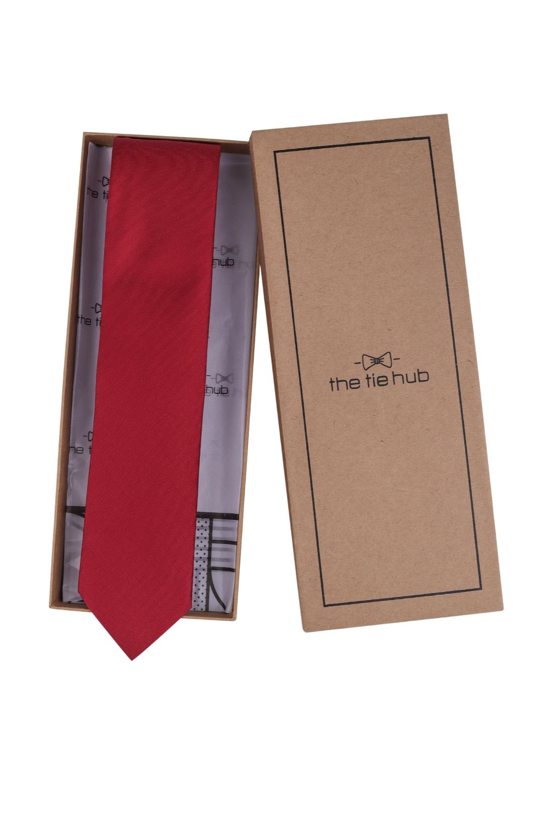 The Tie Hub Solid Red Silk Premium Necktie