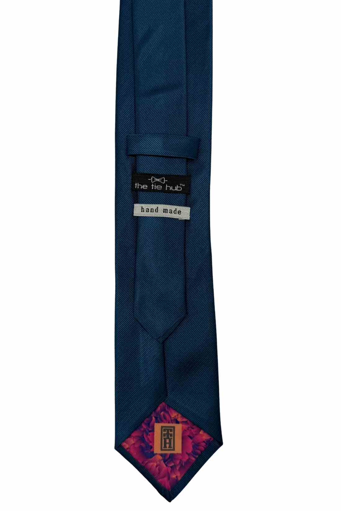 The Tie Hub Solid Teal Blue Silk Premium Necktie