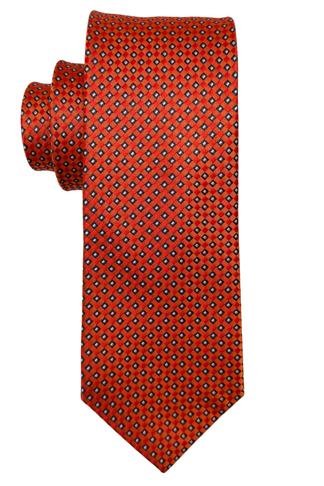Orange Micro Geometric Silk Necktie Β Textured Formal & Business Wear Tie