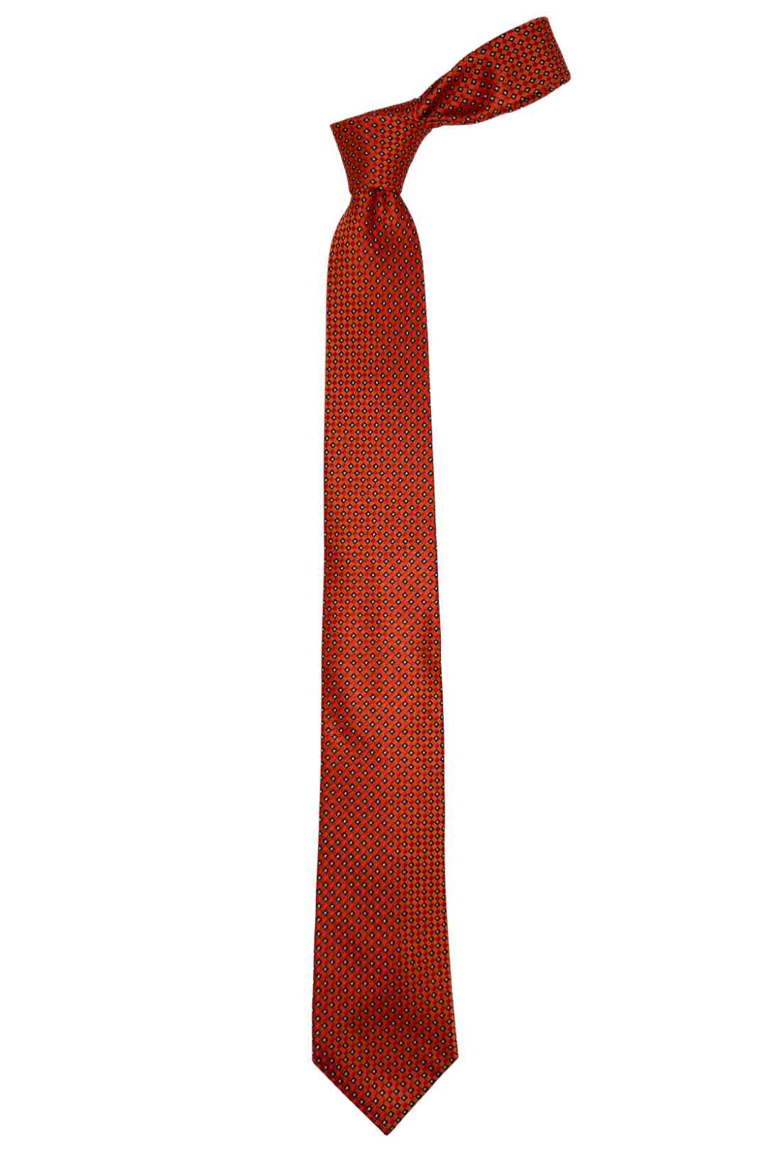 Orange Micro Geometric Silk Necktie Β Textured Formal & Business Wear Tie