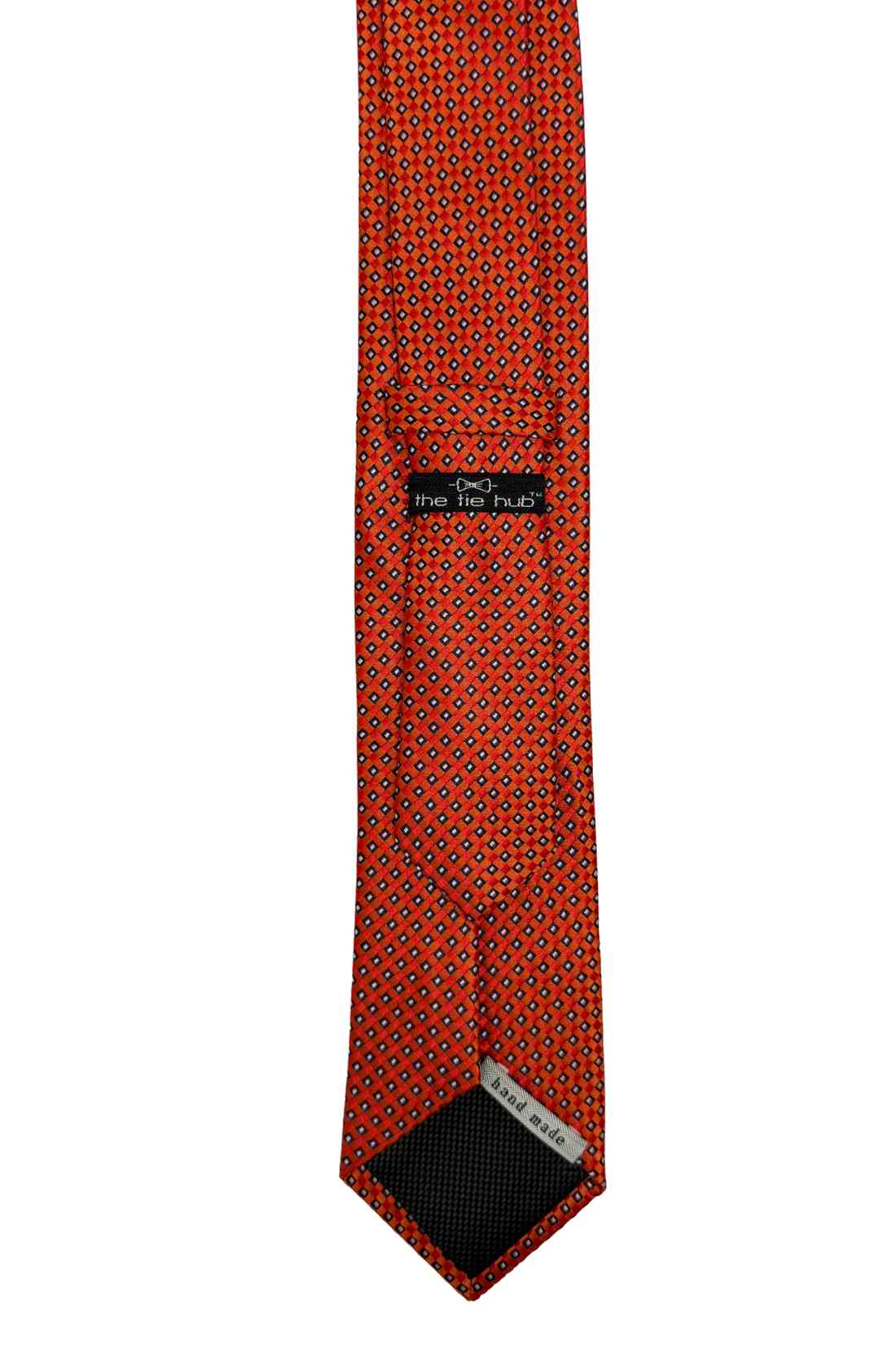 Orange Micro Geometric Silk Necktie Β Textured Formal & Business Wear Tie