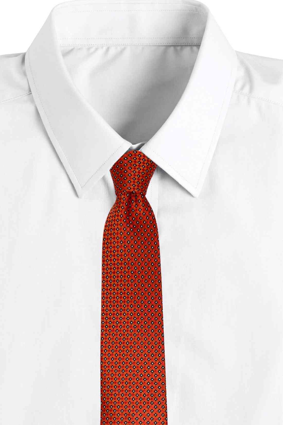 Orange Micro Geometric Silk Necktie Β Textured Formal & Business Wear Tie