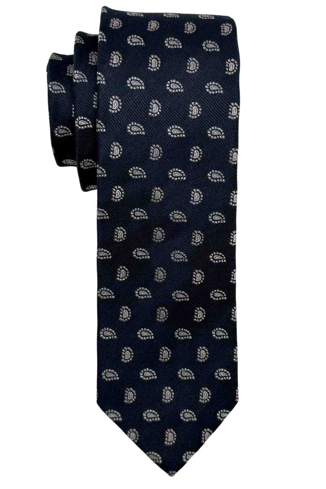 Navy Blue Mini Paisley 100% Silk Necktie Subtle Formal Office Wear