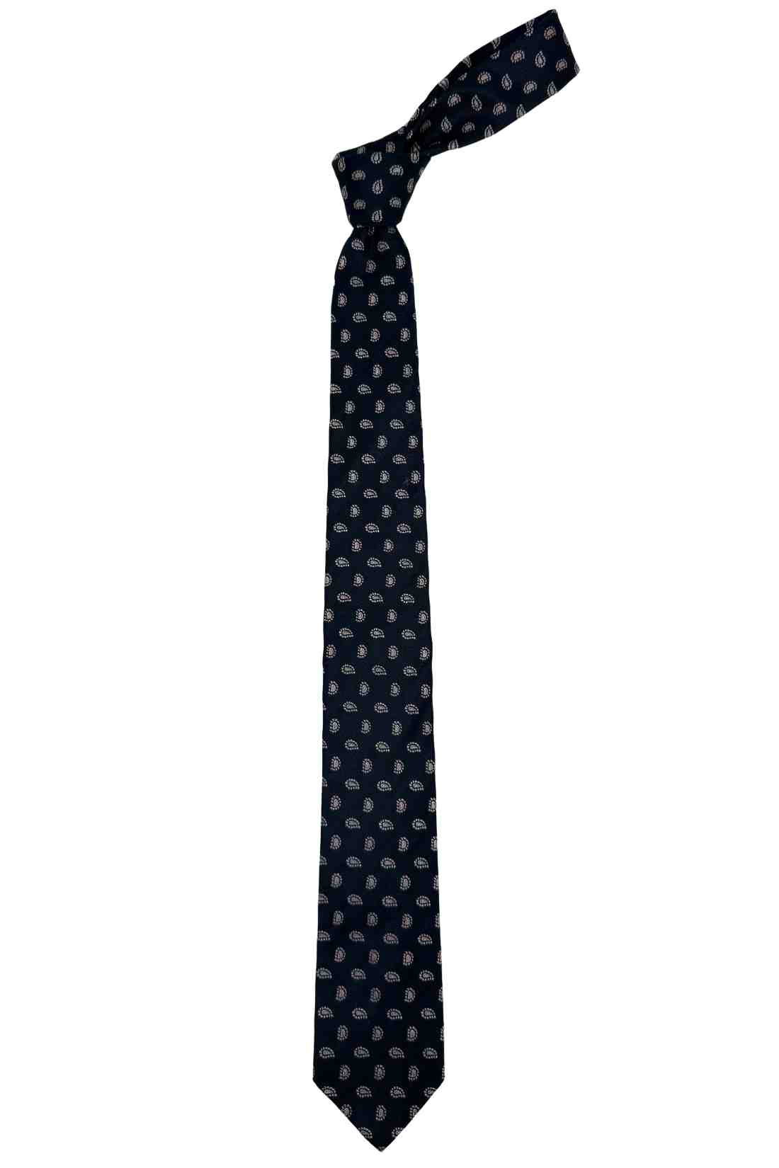 Navy Blue Mini Paisley 100% Silk Necktie Subtle Formal Office Wear