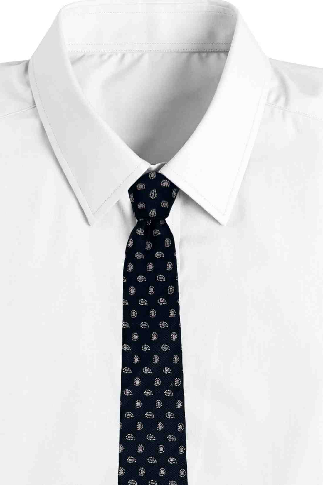 Navy Blue Mini Paisley 100% Silk Necktie Subtle Formal Office Wear